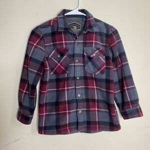Kids Plaid Button-Down Shirt - Burgundy and Gray